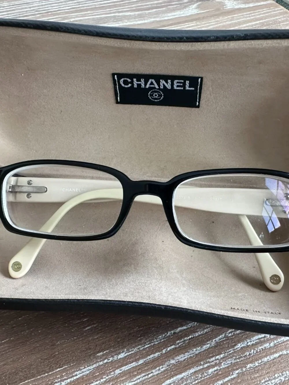 CHANEL eyewear Classic Rectangular w/ Rhinestone CC logo and Case